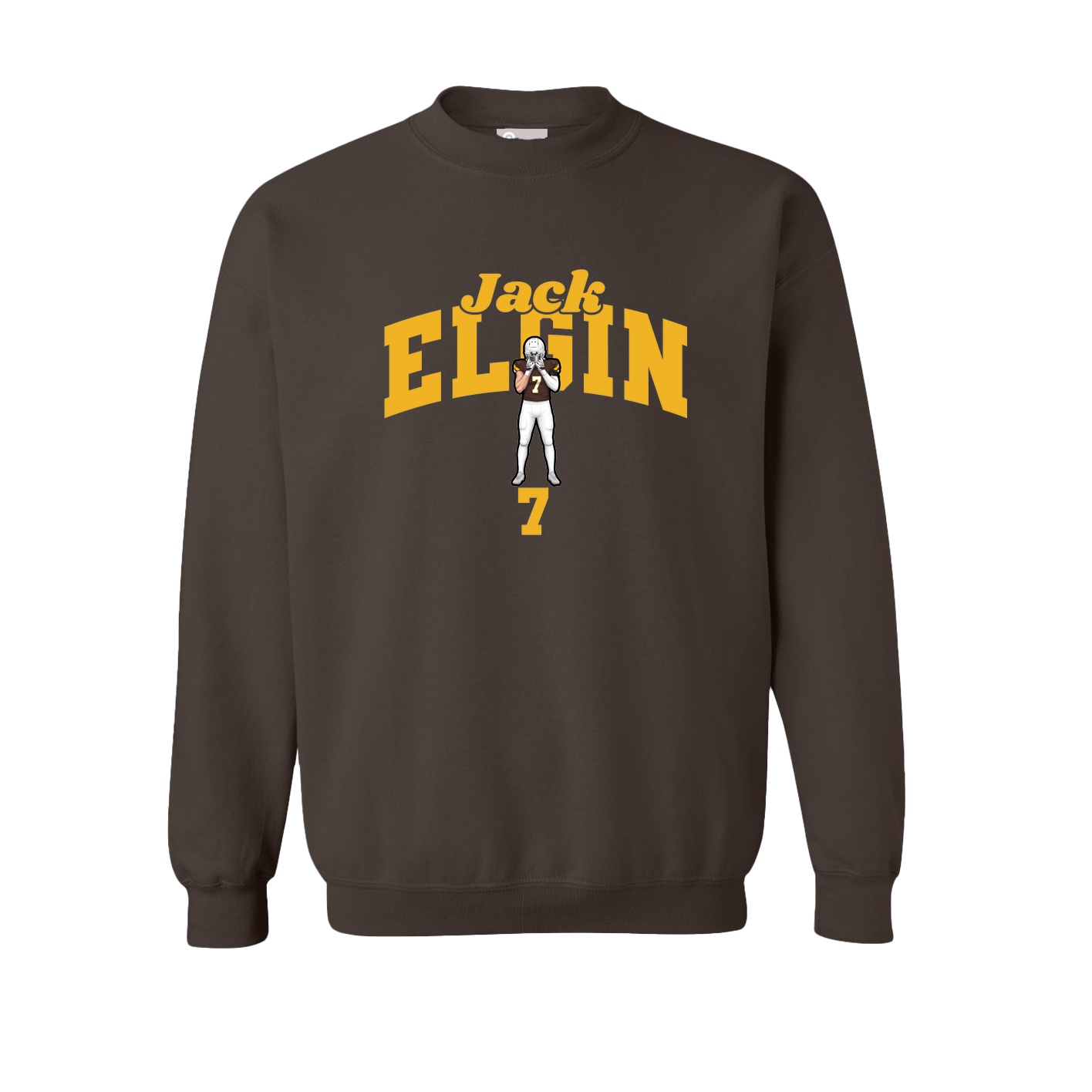 Fleece Crew — Signature Arch in Brown