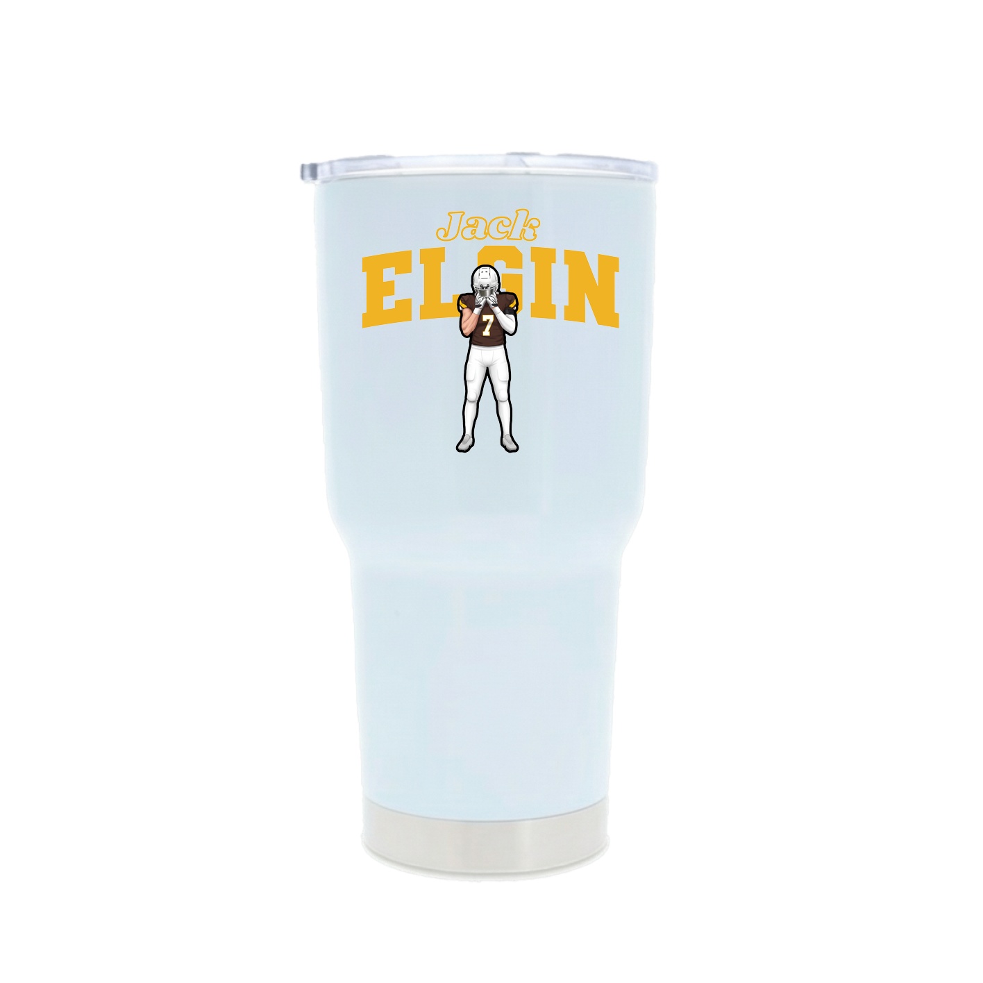 30oz Stainless Steel Tumbler — Name Arch in White