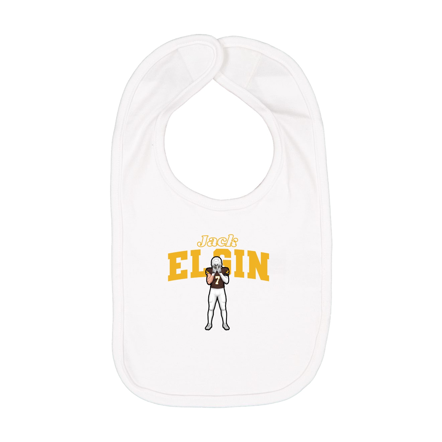 Infant Bib — Name Arch in White