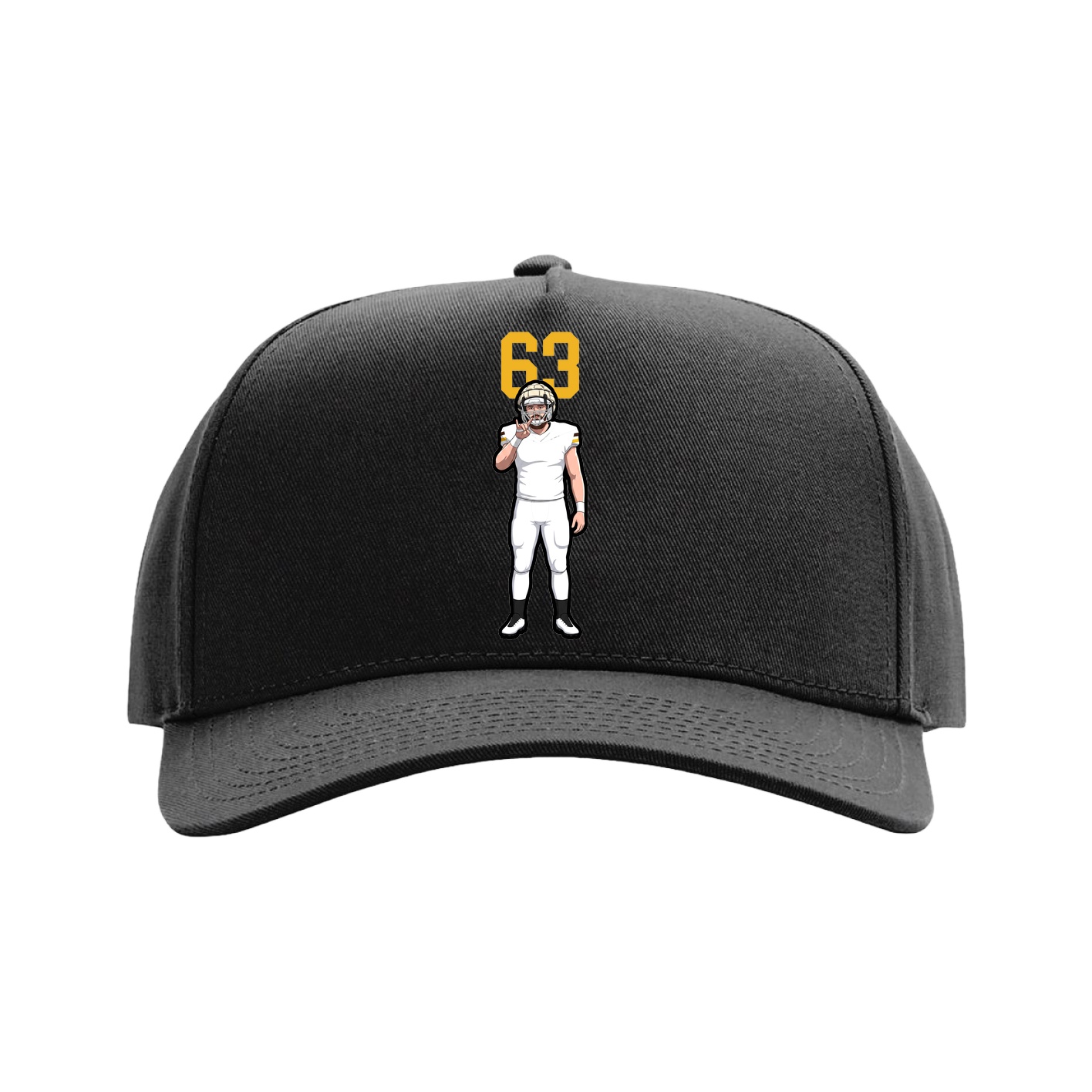 Full Fabric Five-Panel Champ Cap — Number Top in Black