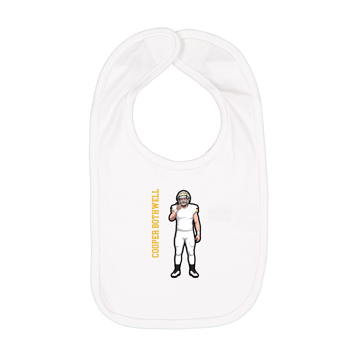 Infant Bib — Name Vertical in White
