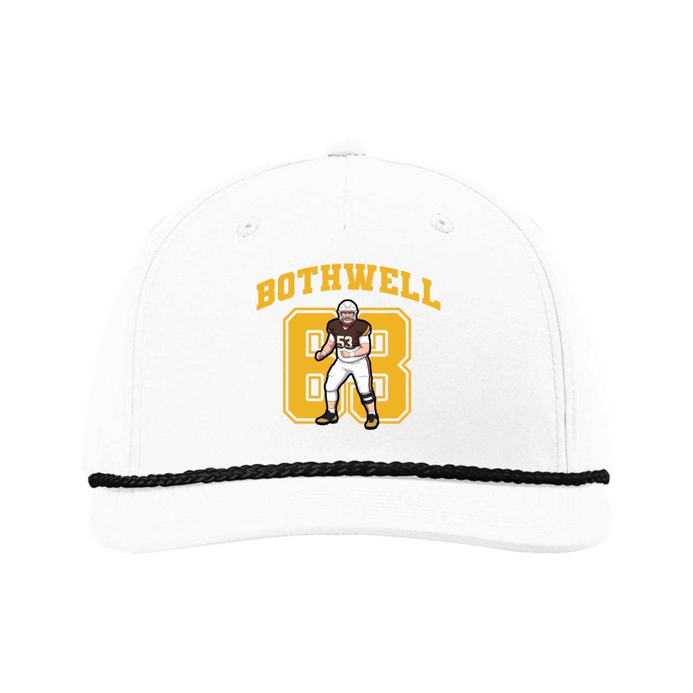 Five-Panel Classic Rope Cap — Number in White