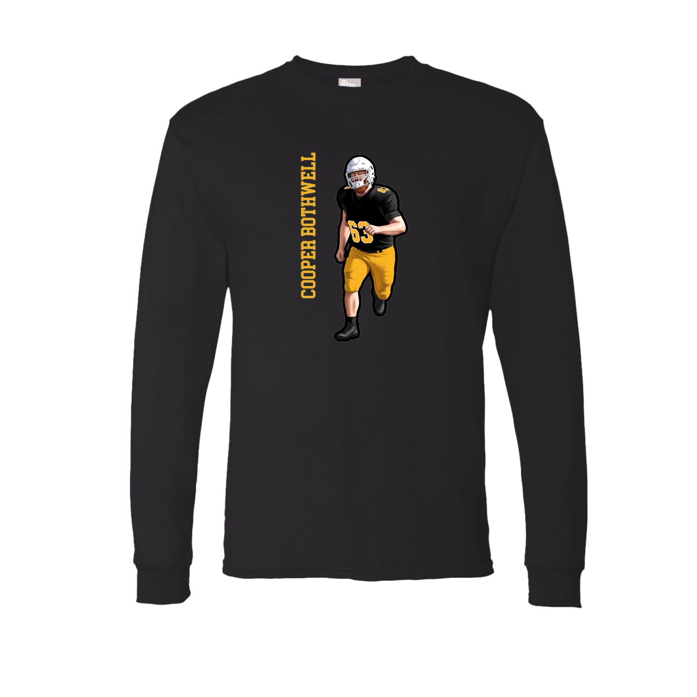 Long Sleeve Tee — Name Vertical in Black