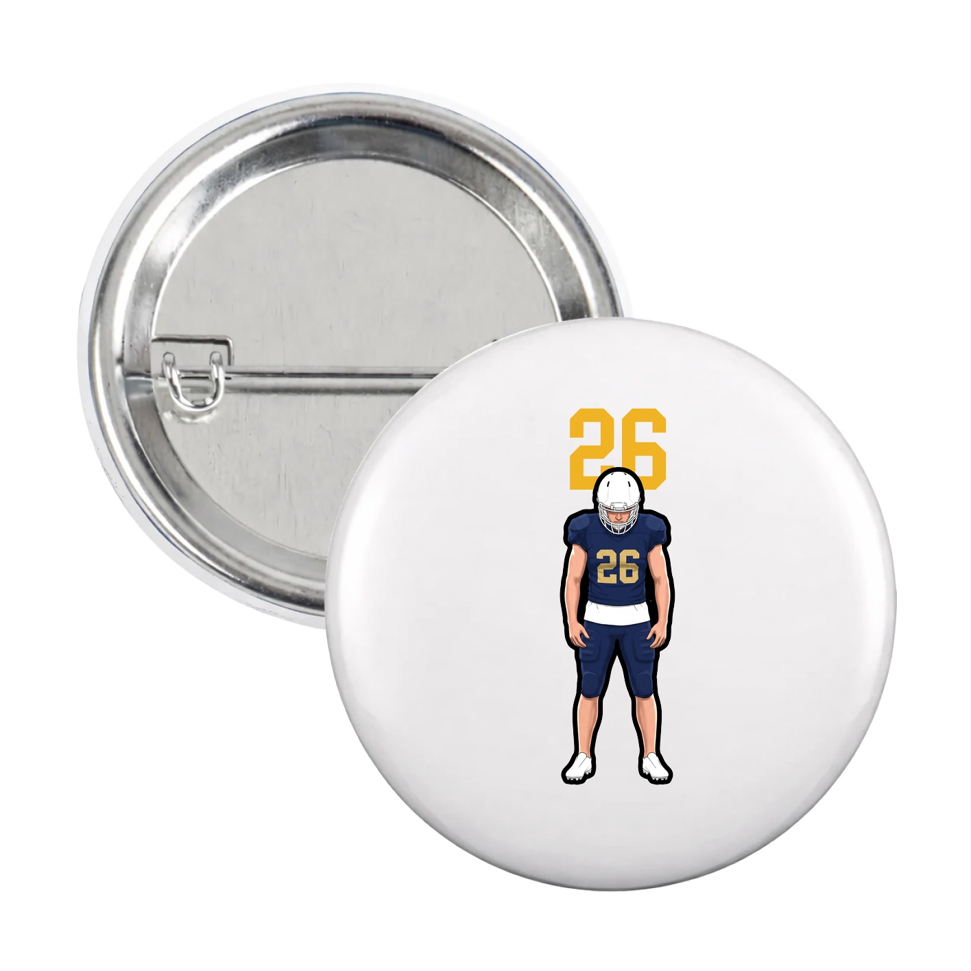 Game Day Button — Number Top in White