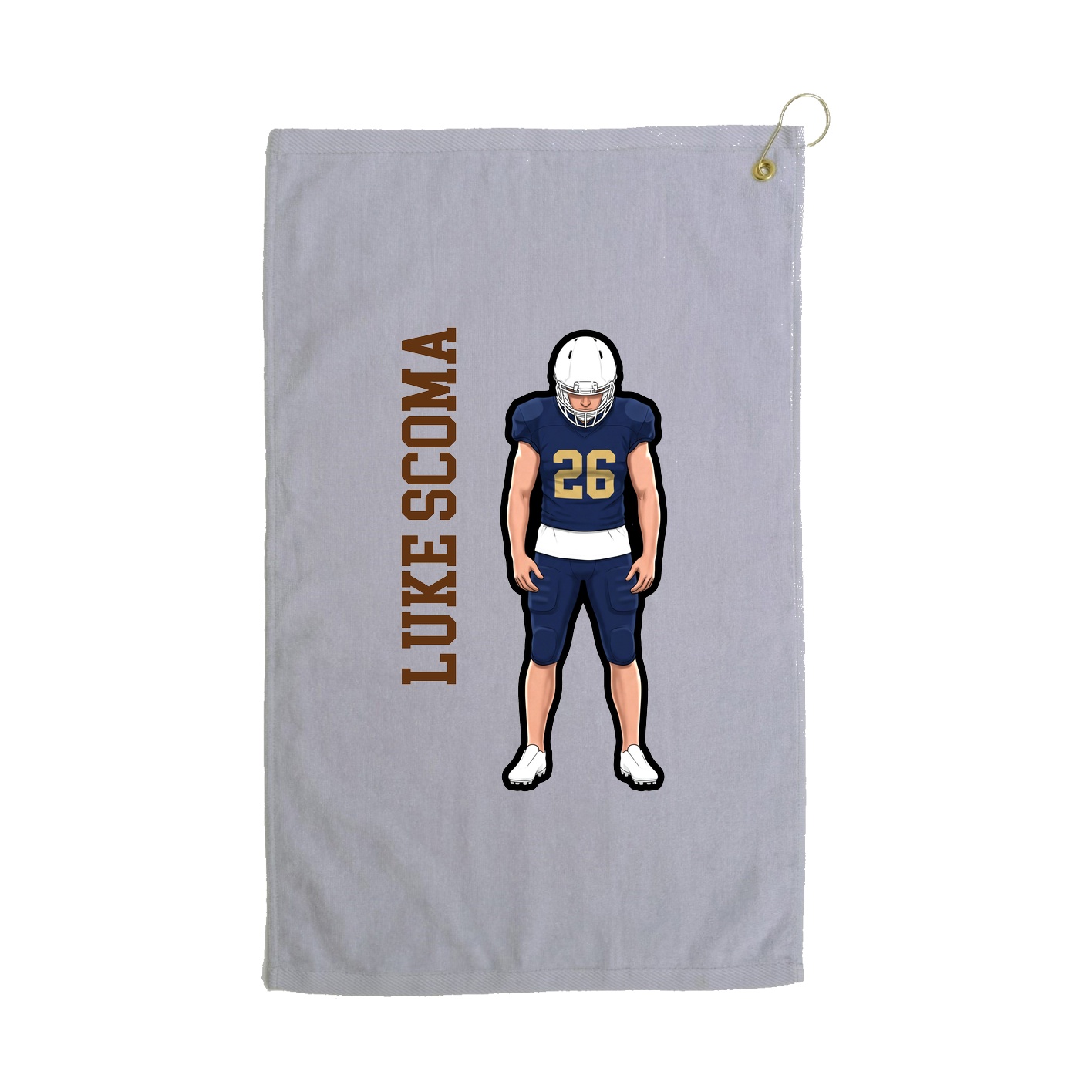 Golf Towel — Name Vertical in Grey