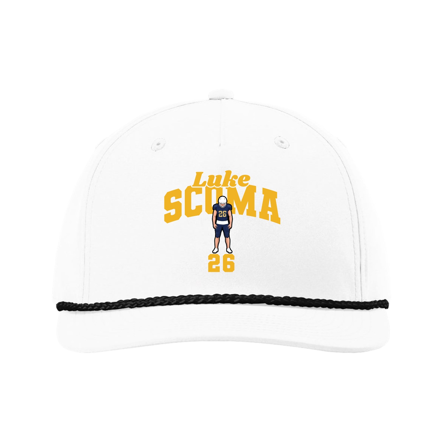Five-Panel Classic Rope Cap — Signature Arch in White