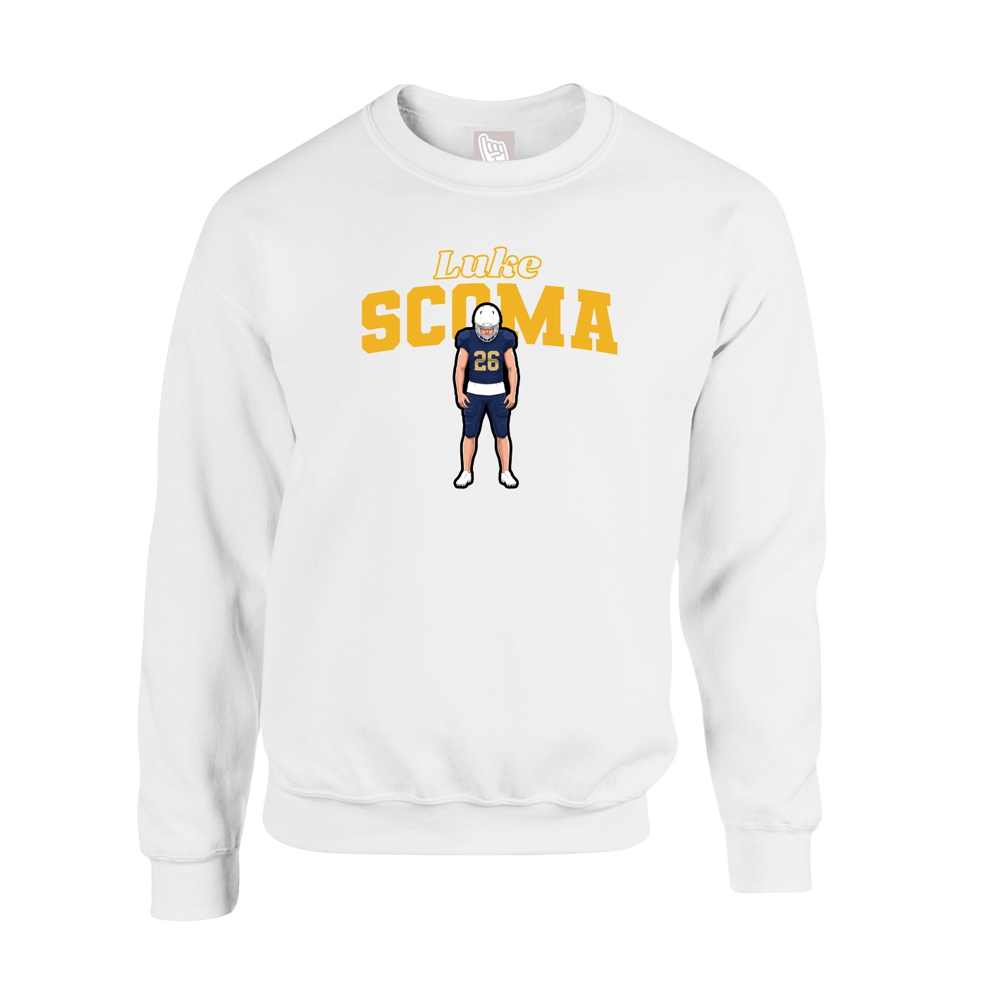 Fleece Crew — Name Arch in White