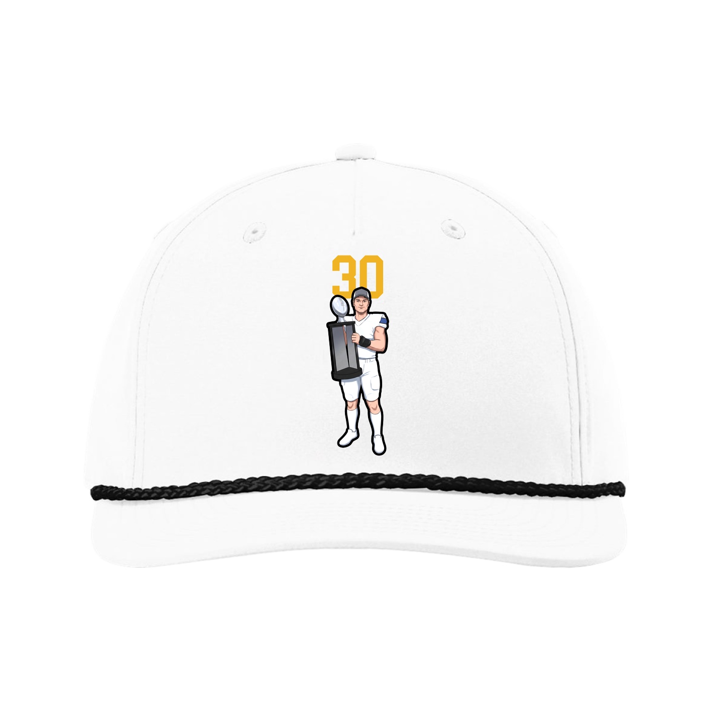 Five-Panel Classic Rope Cap — Number Top in White