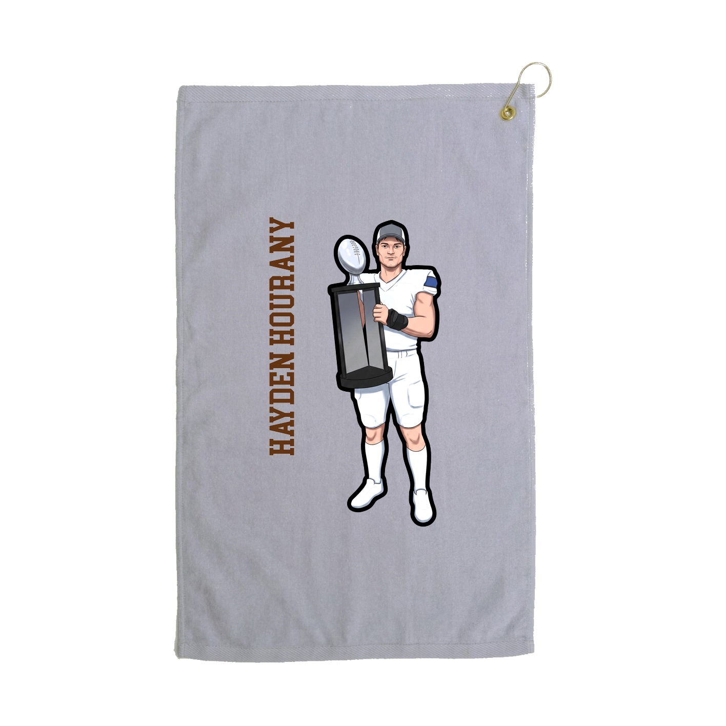 Golf Towel — Name Vertical in Grey