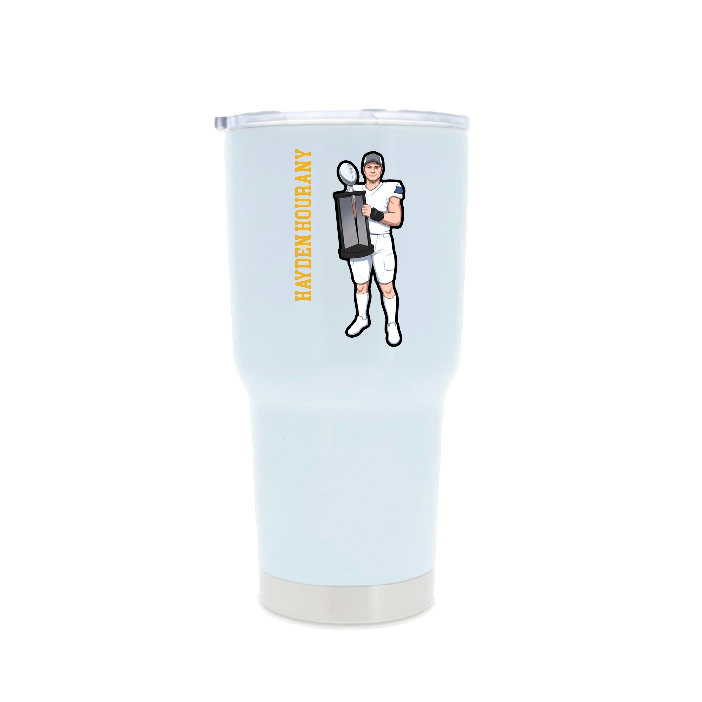 30oz Stainless Steel Tumbler — Name Vertical in White