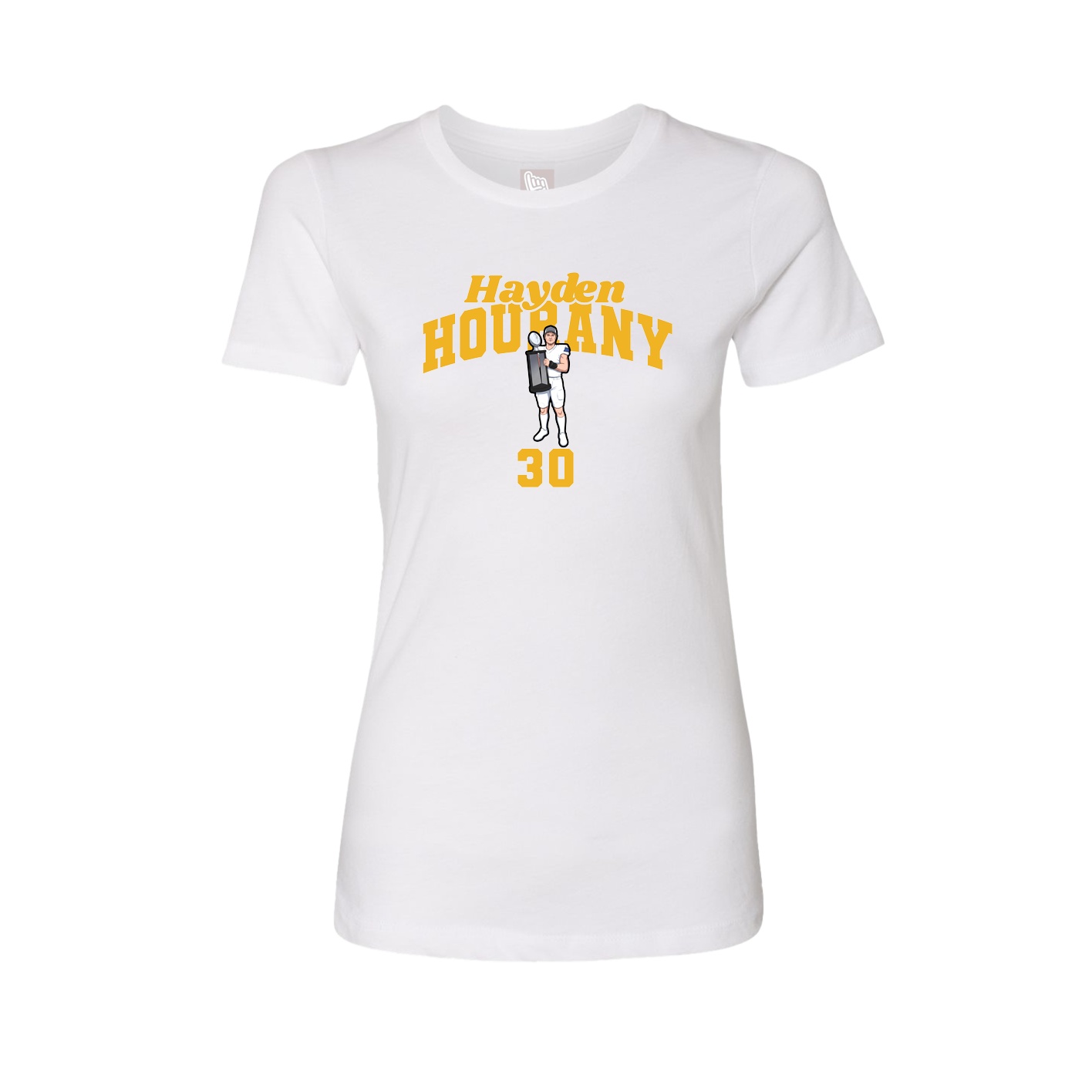 Fitted Women's Tee — Signature Arch in White