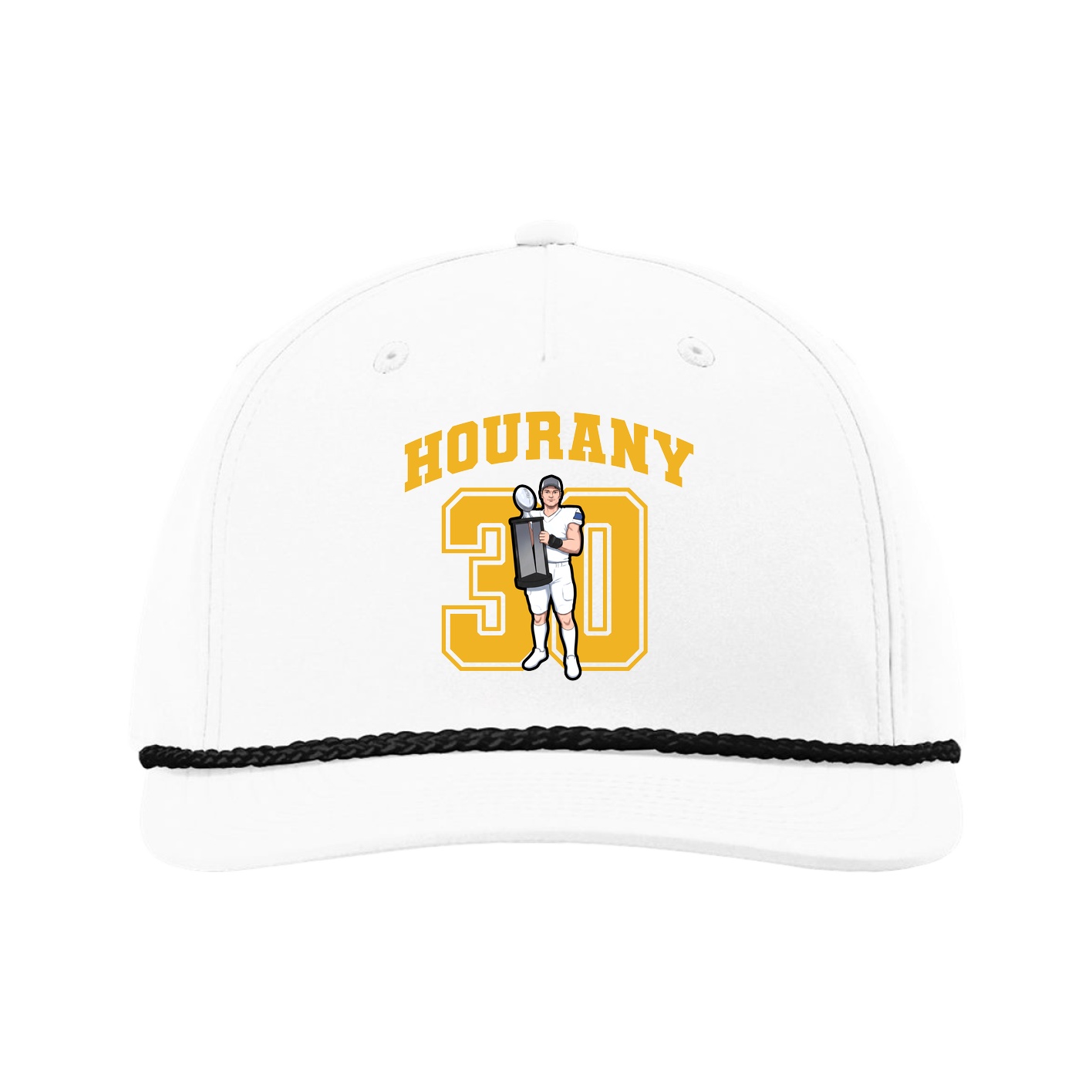 Five-Panel Classic Rope Cap — Number in White