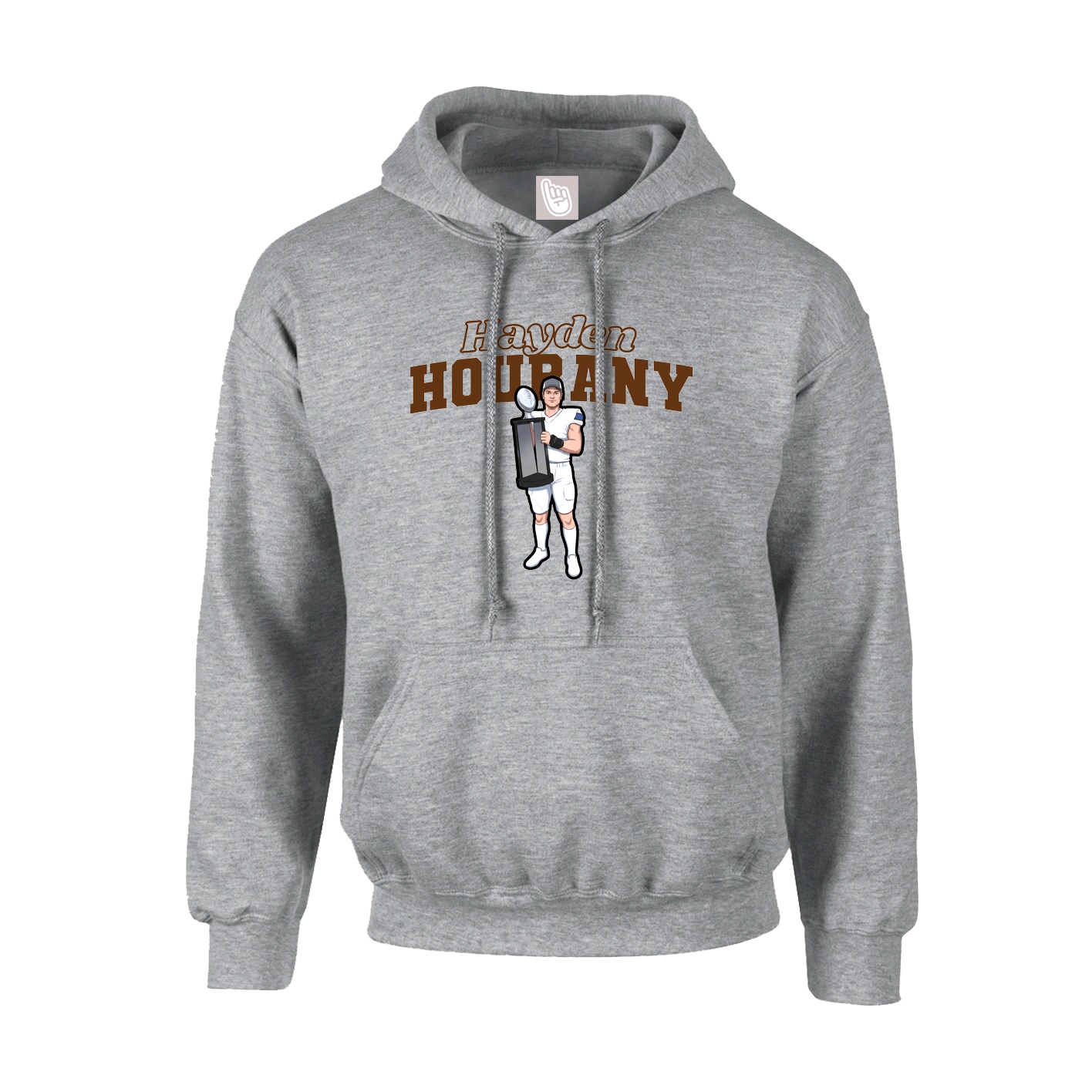 Youth Hoodie — Name Arch in Grey