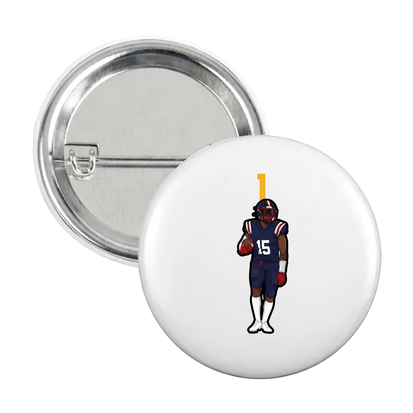 Game Day Button — Number Top in White