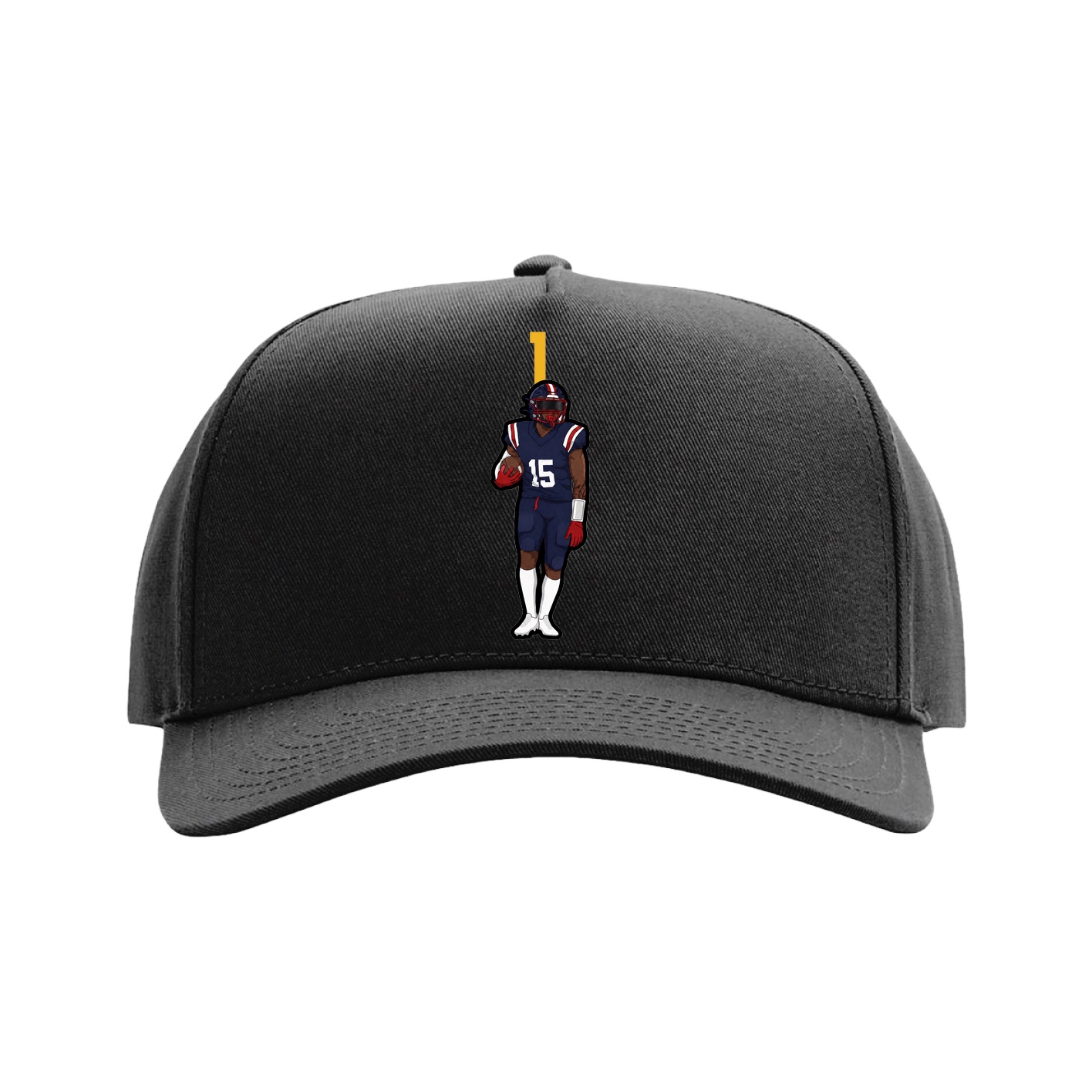 Full Fabric Five-Panel Champ Cap — Number Top in Black