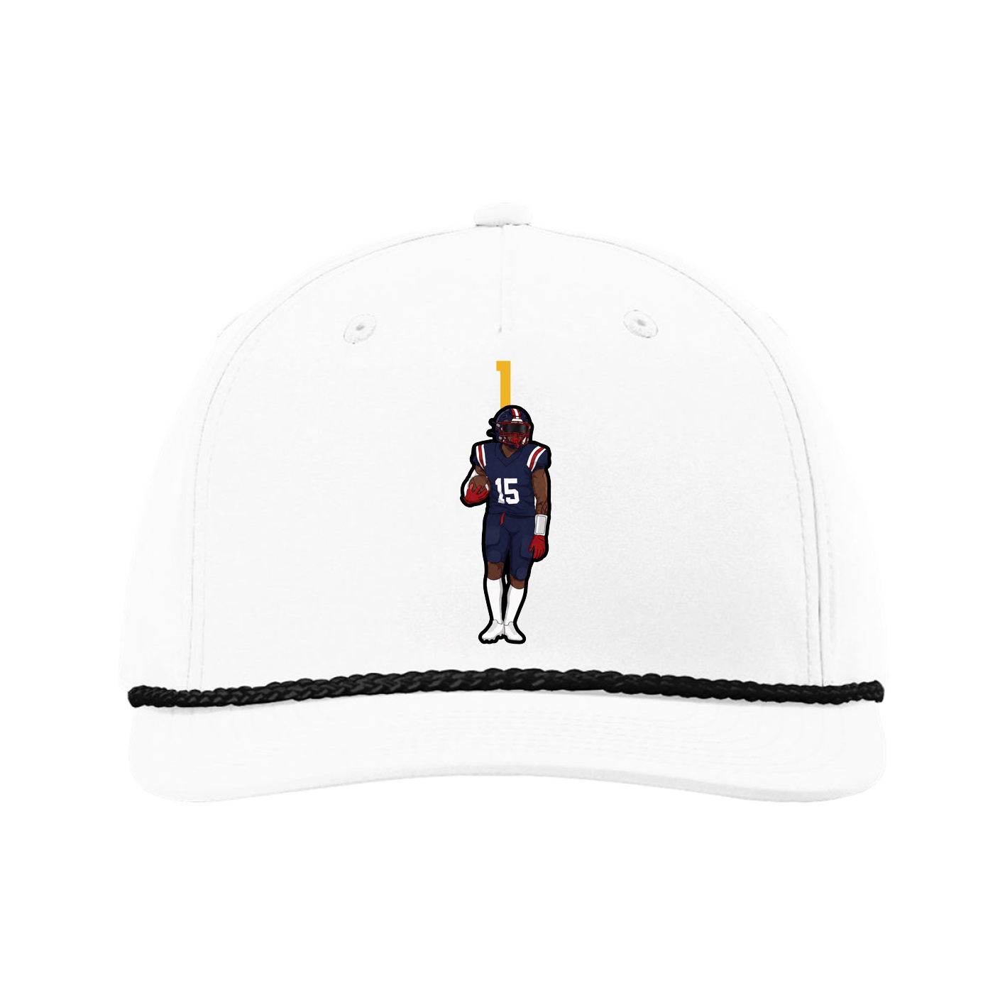 Five-Panel Classic Rope Cap — Number Top in White