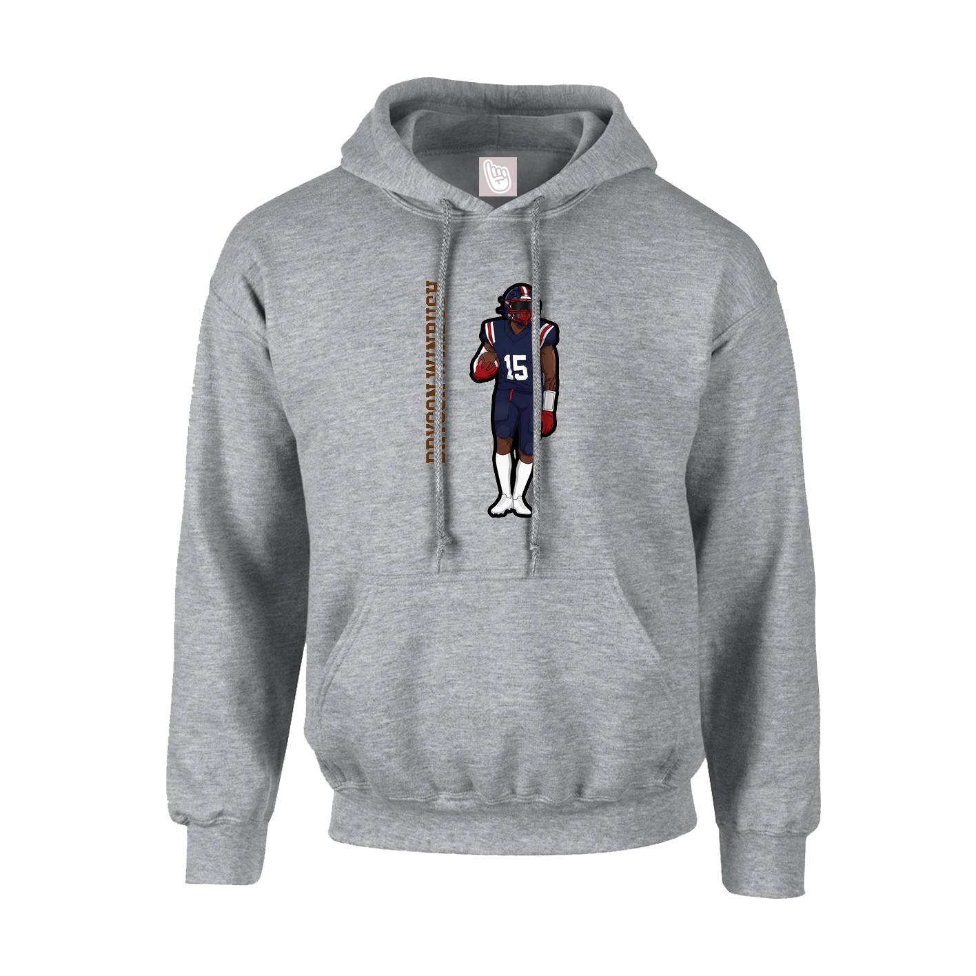 Hoodie — Name Vertical in Grey