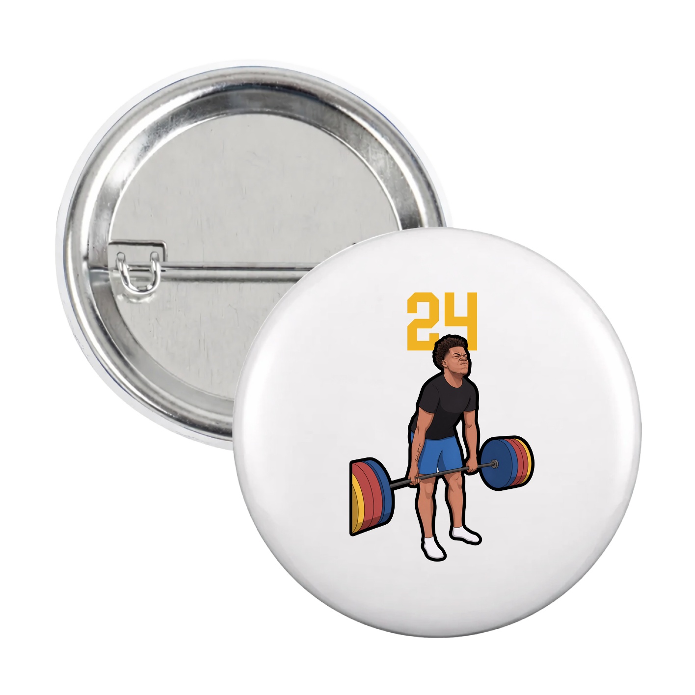 Game Day Button — Number Top in White