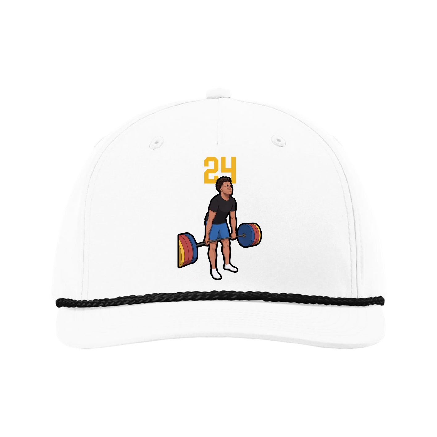 Five-Panel Classic Rope Cap — Number Top in White
