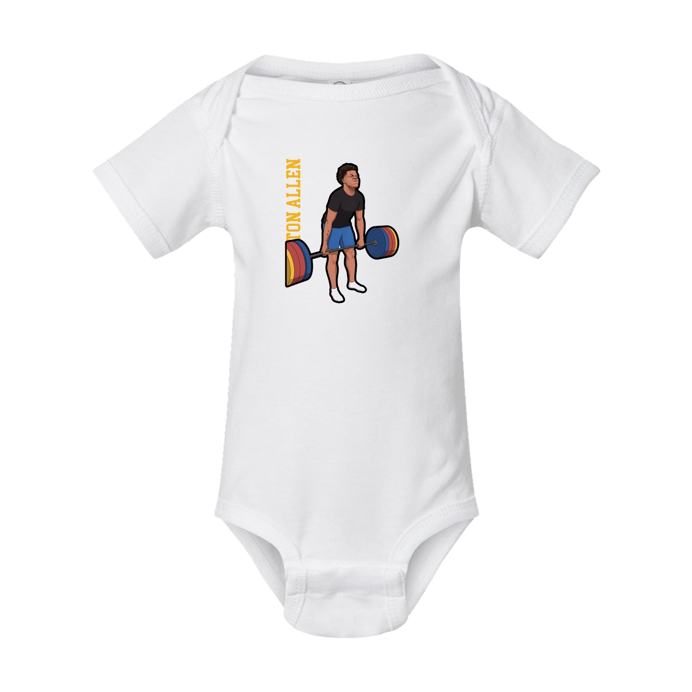 Baby Onesie — Name Vertical in White
