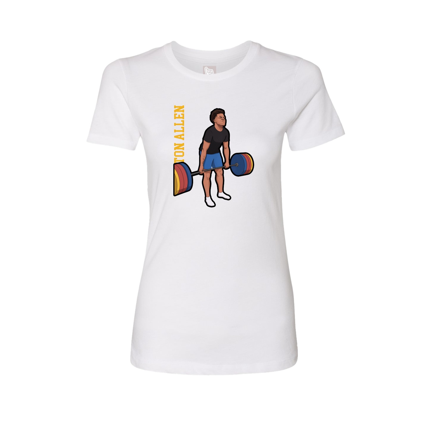 Fitted Women's Tee — Name Vertical in White