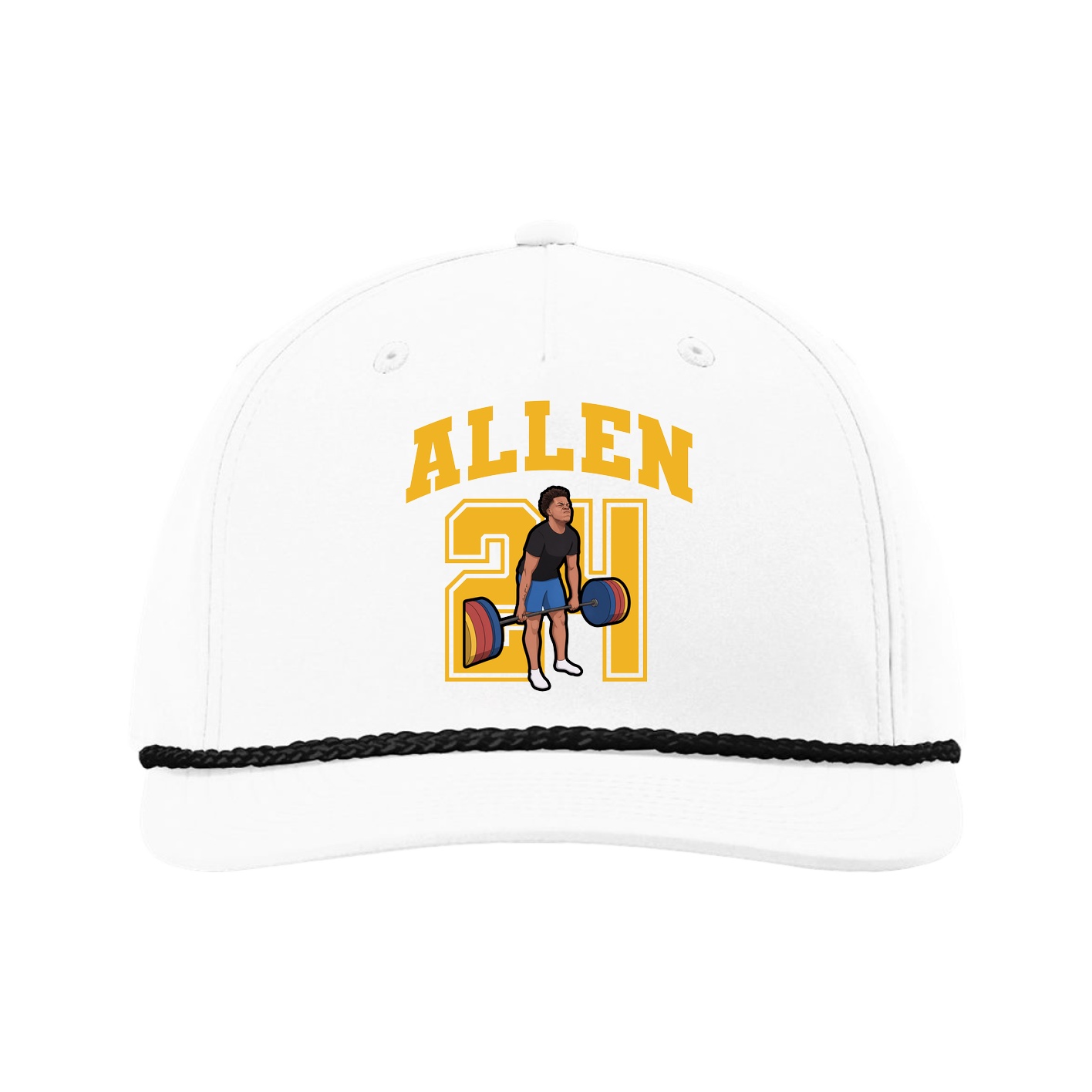 Five-Panel Classic Rope Cap — Number in White