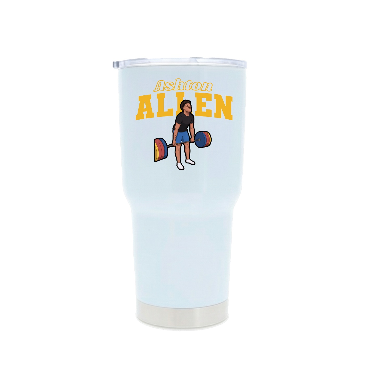 30oz Stainless Steel Tumbler — Name Arch in White