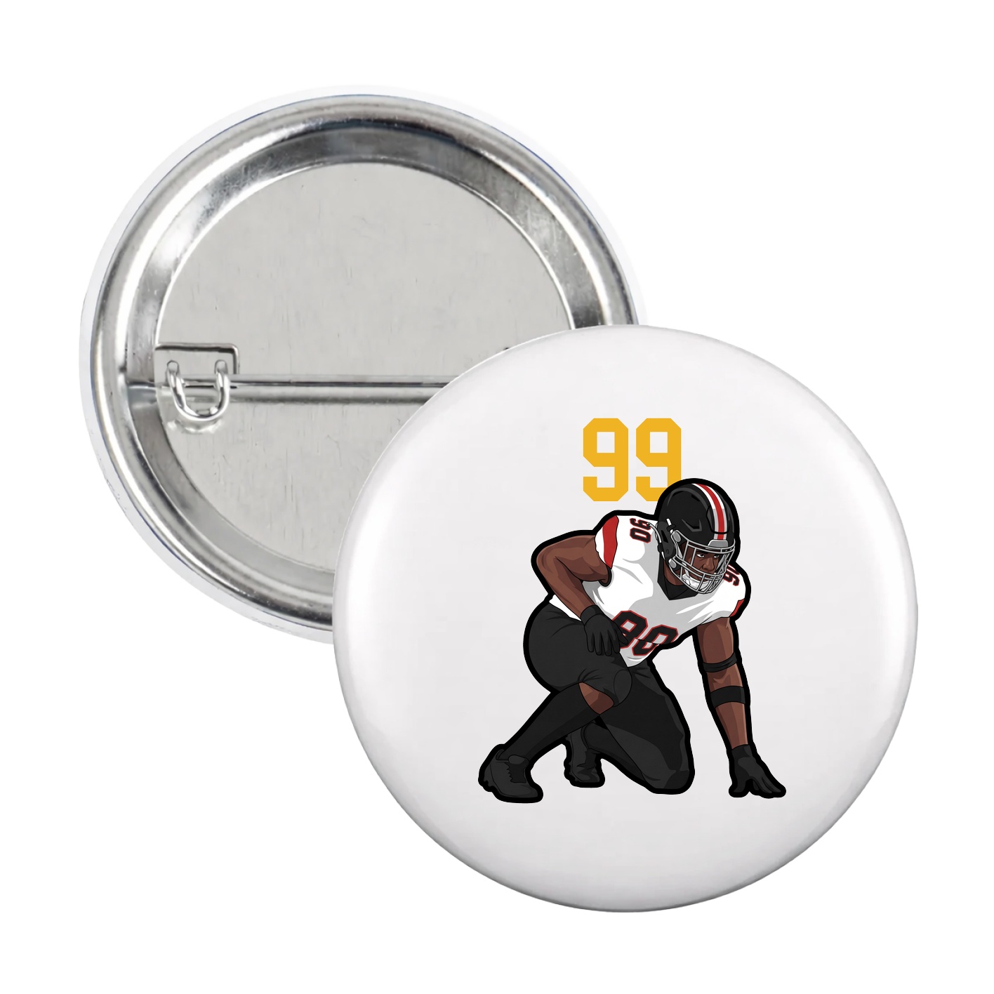 Game Day Button — Number Top in White