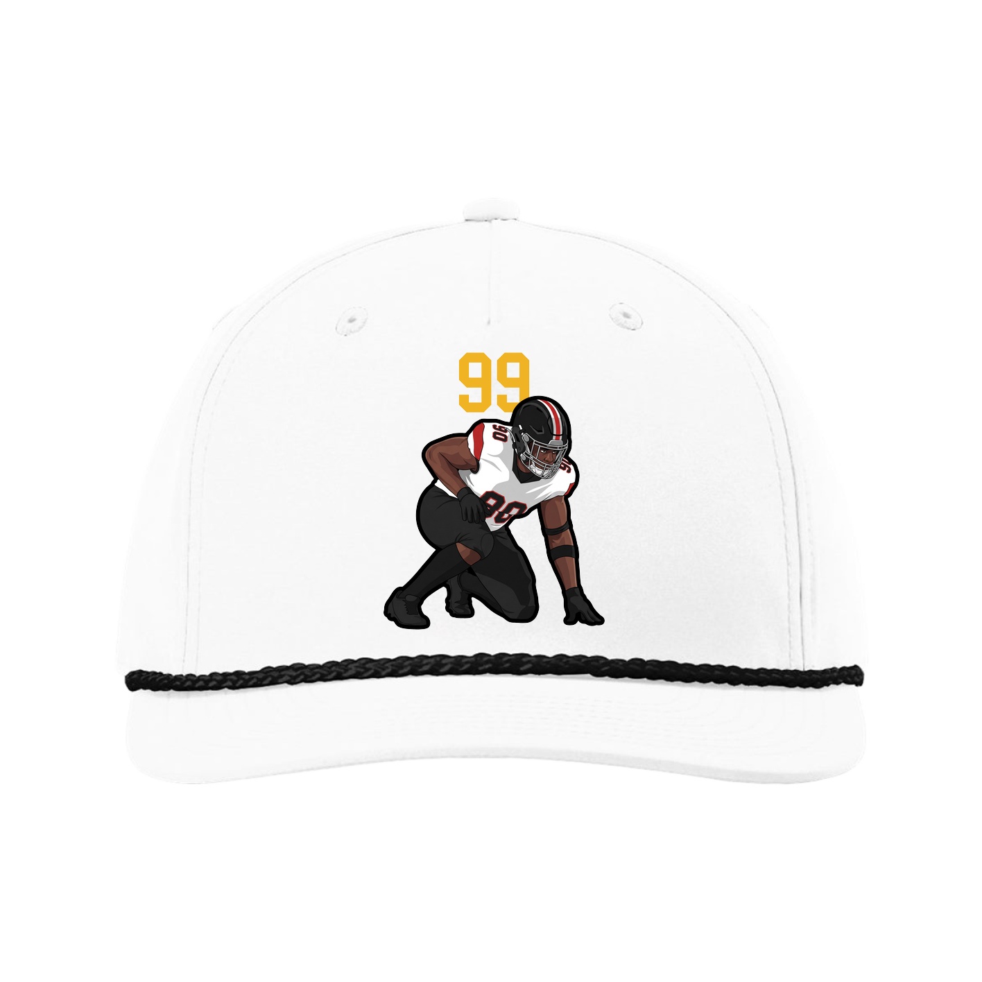 Five-Panel Classic Rope Cap — Number Top in White
