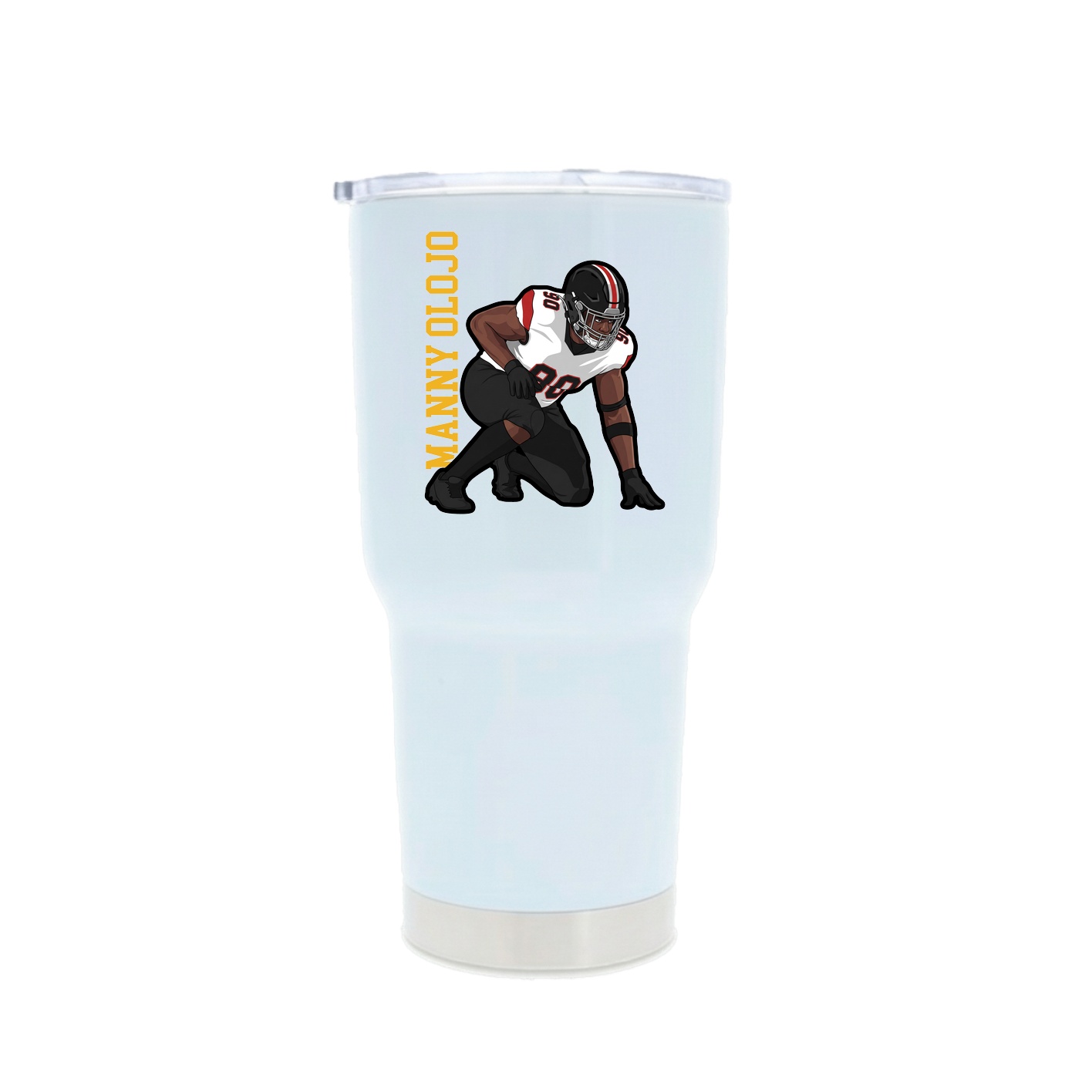 30oz Stainless Steel Tumbler — Name Vertical in White