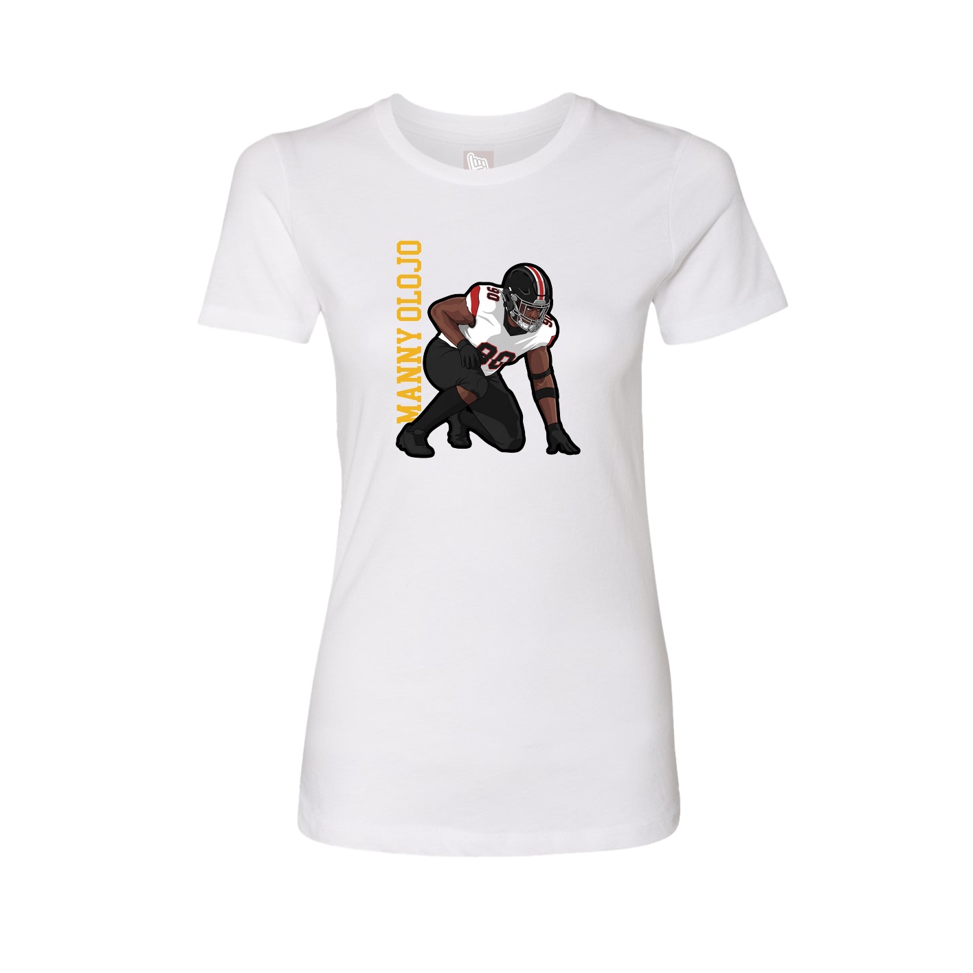 Fitted Women's Tee — Name Vertical in White