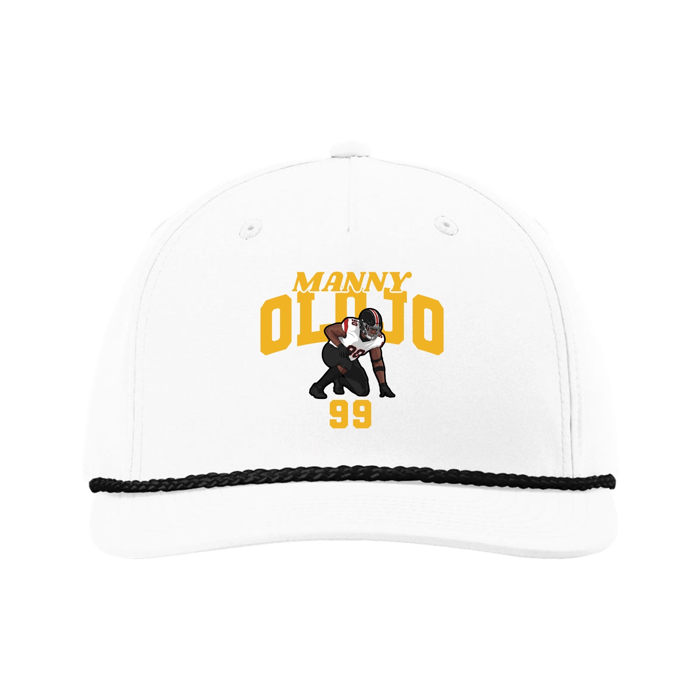 Five-Panel Classic Rope Cap — Signature Arch in White
