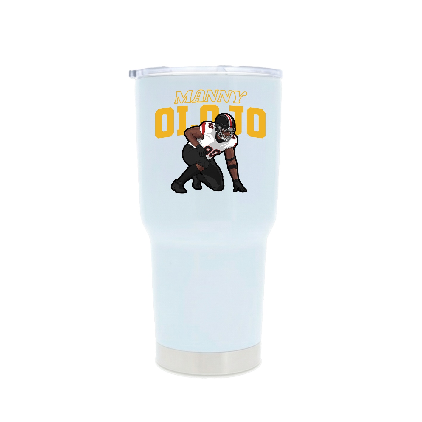 30oz Stainless Steel Tumbler — Name Arch in White
