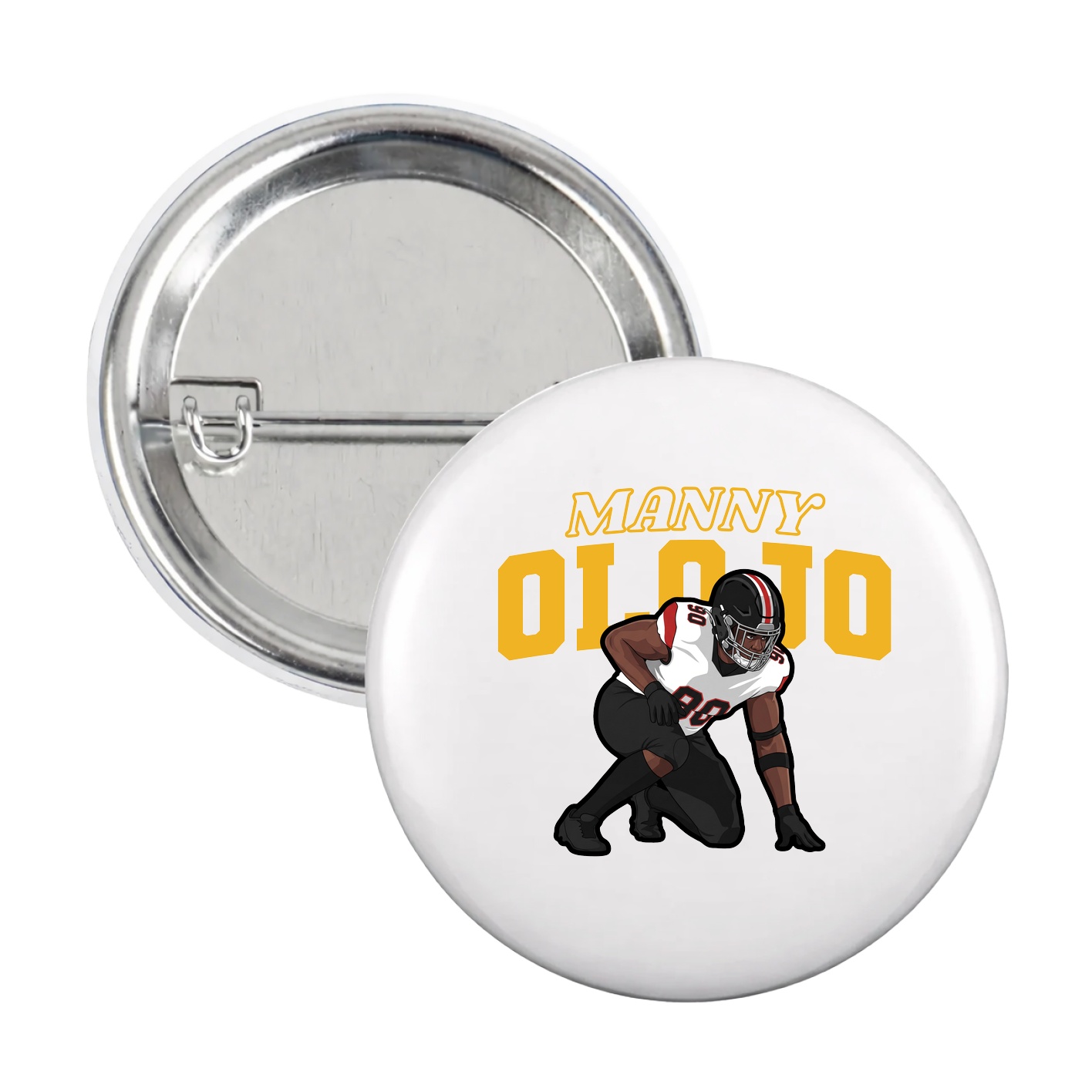 Game Day Button — Name Arch in White