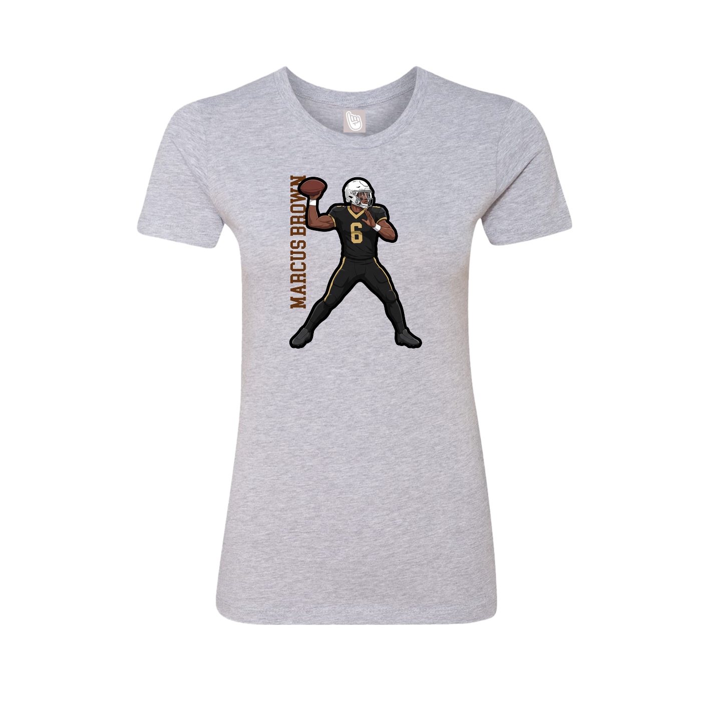 Fitted Women's Tee — Name Vertical in Grey
