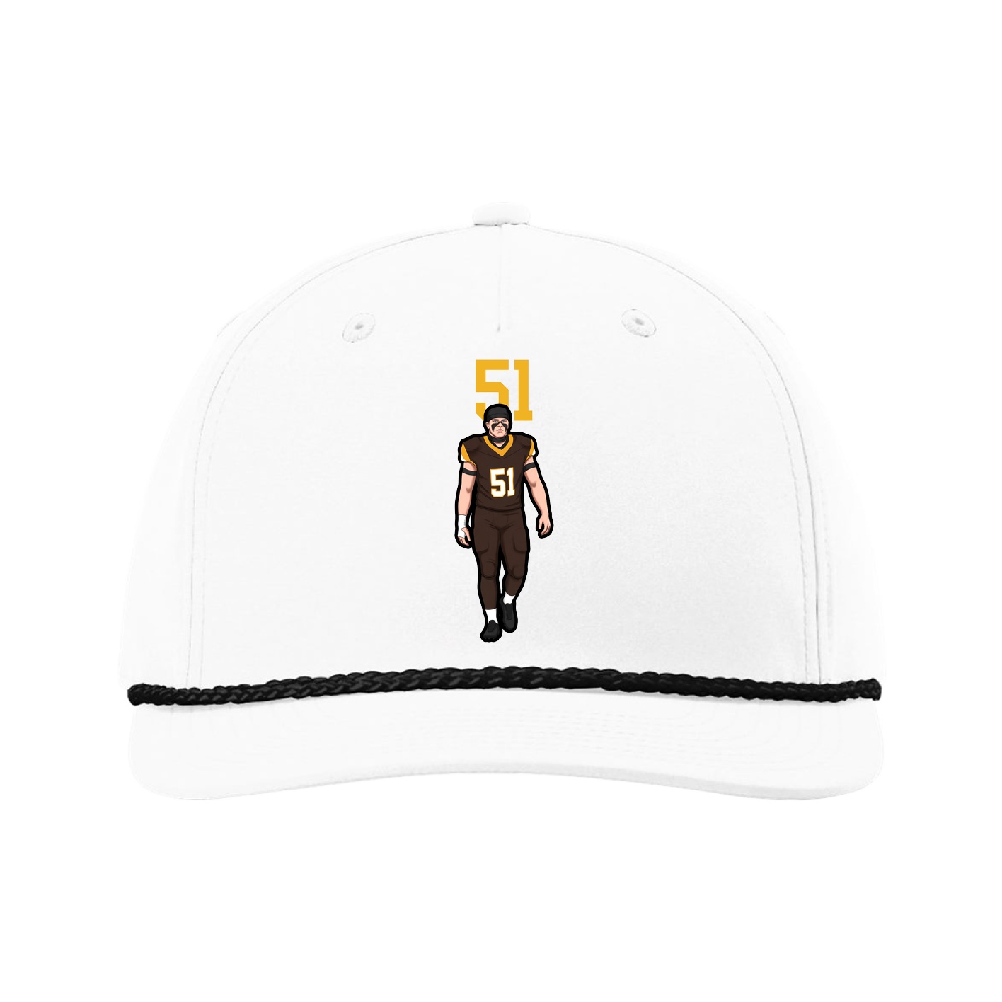 Five-Panel Classic Rope Cap — Number Top in White