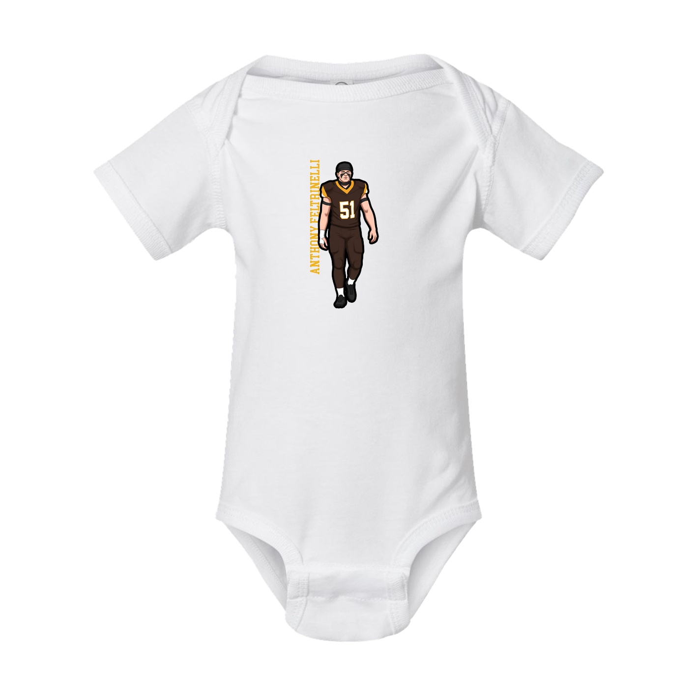 Baby Onesie — Name Vertical in White