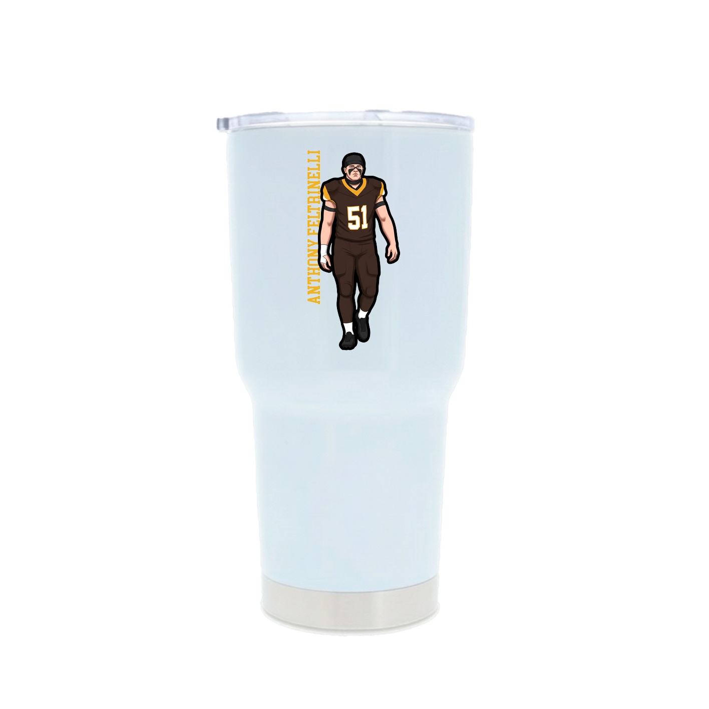 30oz Stainless Steel Tumbler — Name Vertical in White