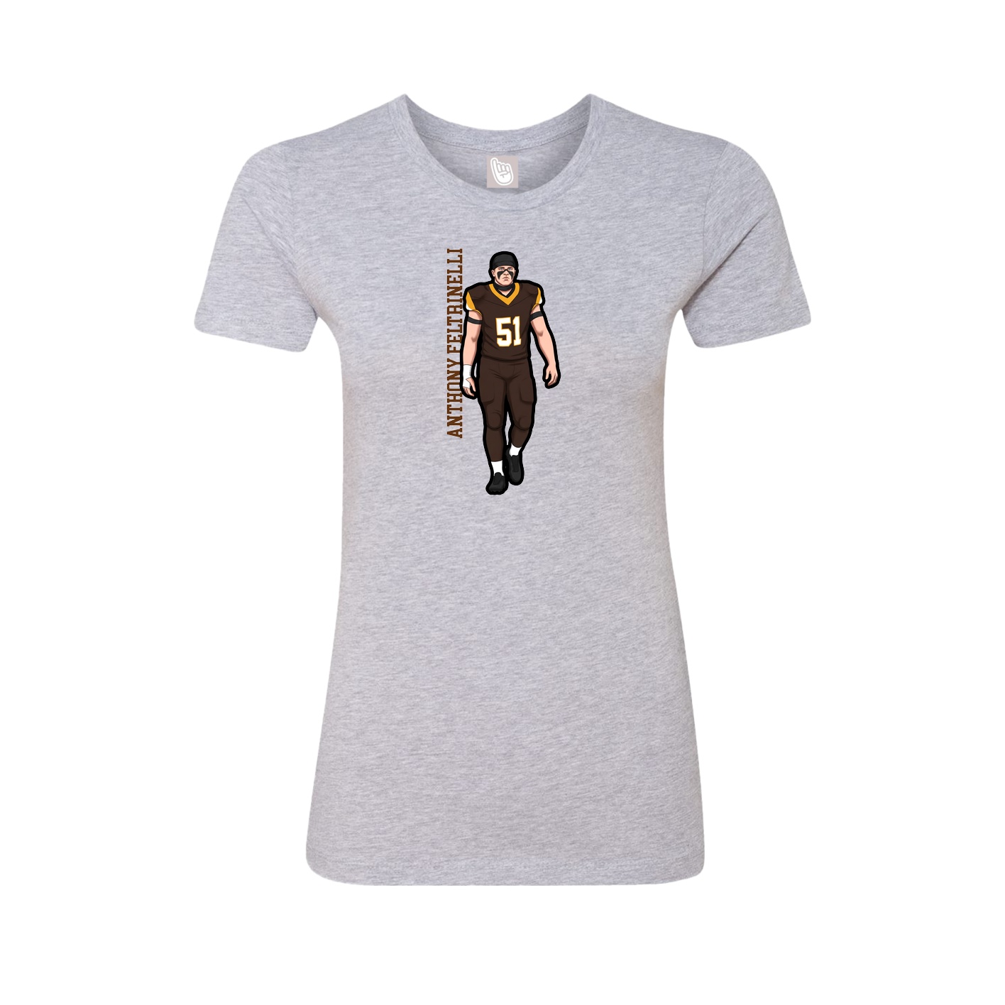 Fitted Women's Tee — Name Vertical in Grey