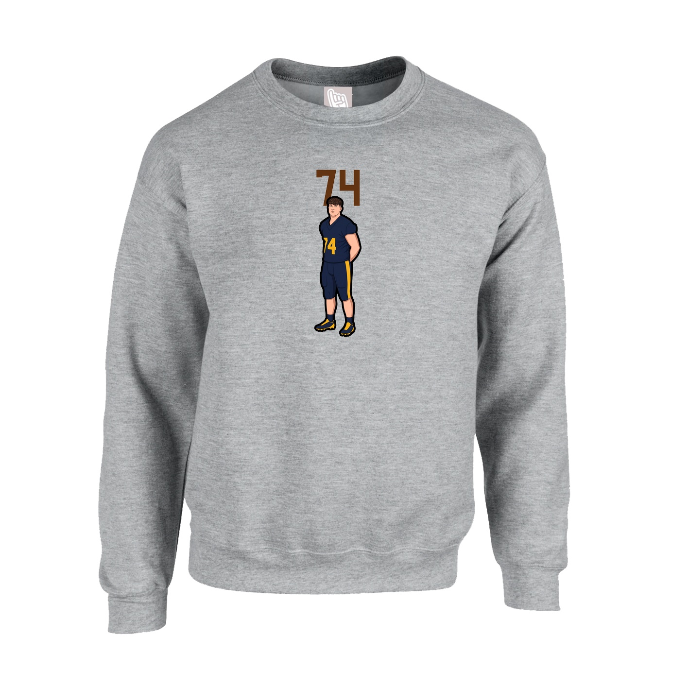 Fleece Crew — Number Top in Grey