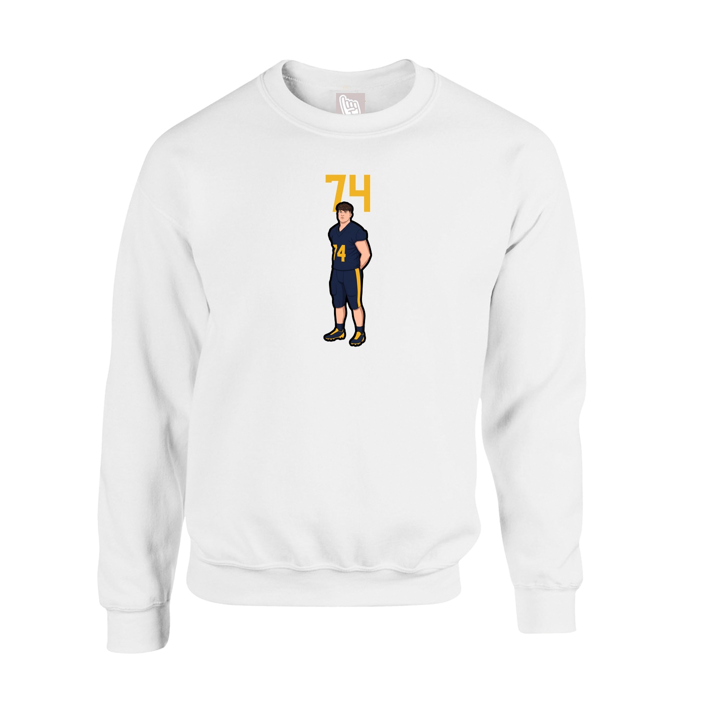 Fleece Crew — Number Top in White