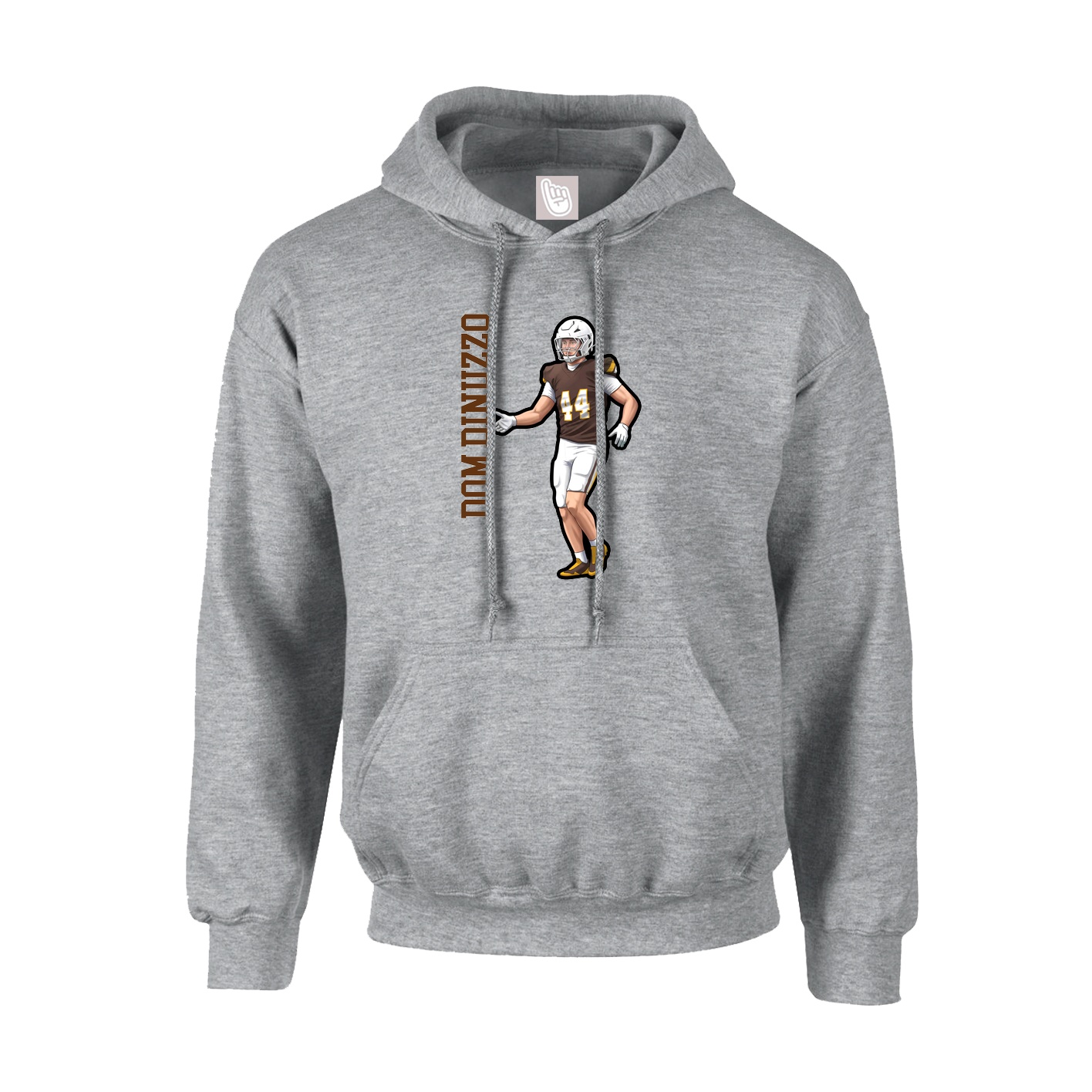 Youth Hoodie — Name Vertical in Grey