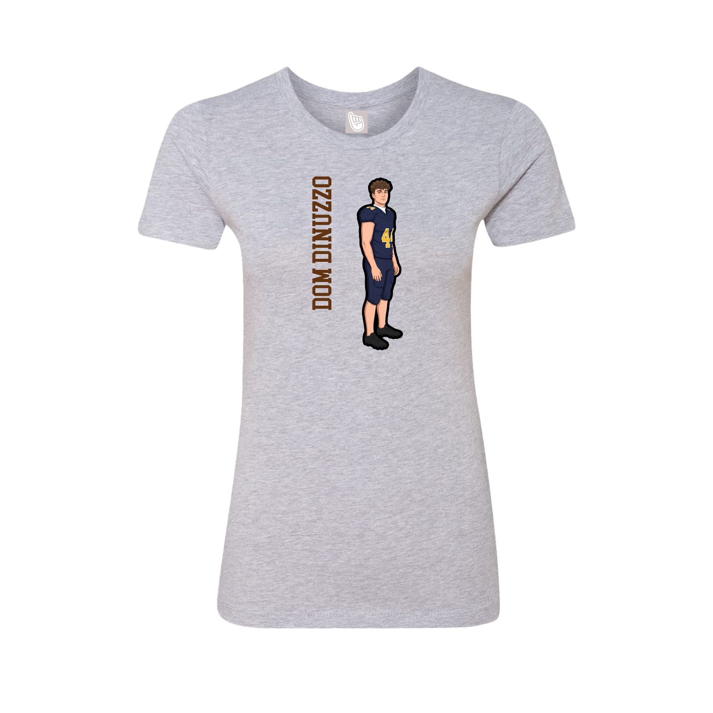 Fitted Women's Tee — Name Vertical in Grey