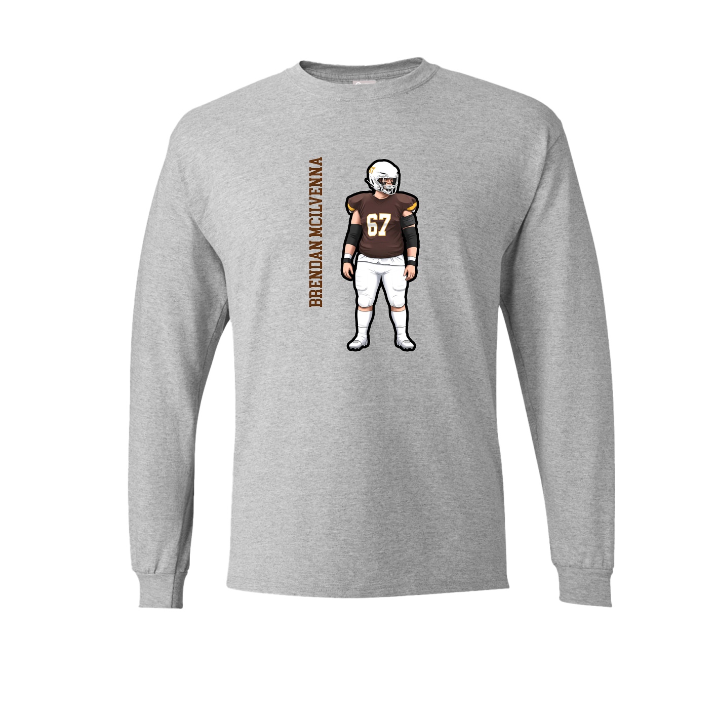 Long Sleeve Tee — Name Vertical in Grey