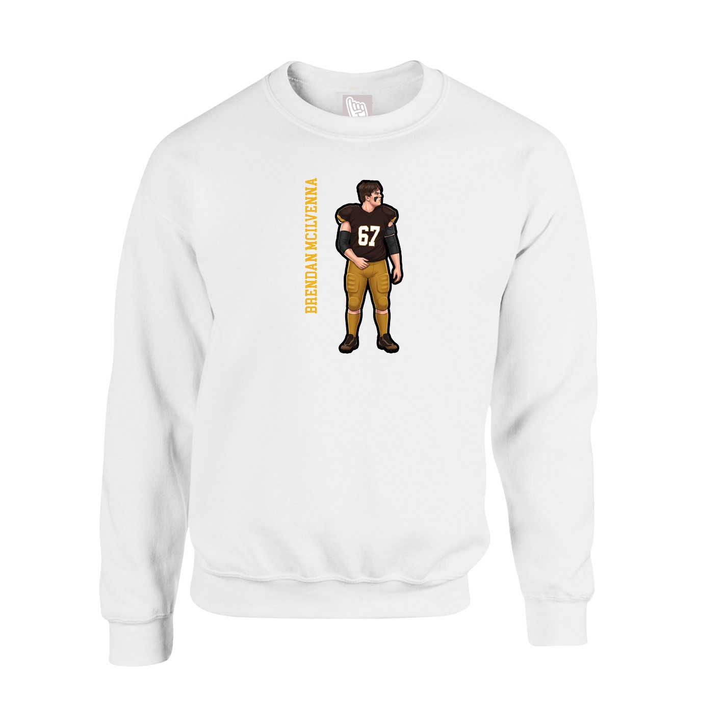 Fleece Crew — Name Vertical in White