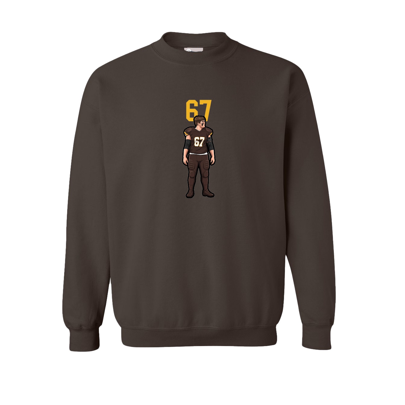 Fleece Crew — Number Top in Brown