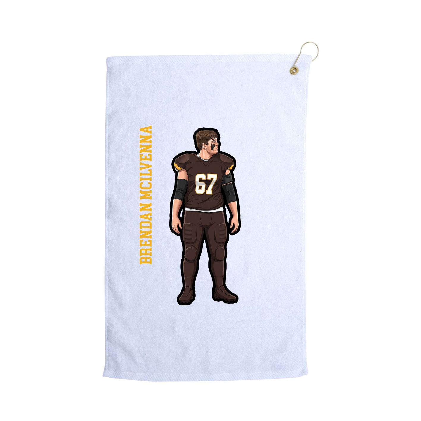 Golf Towel — Name Vertical in White