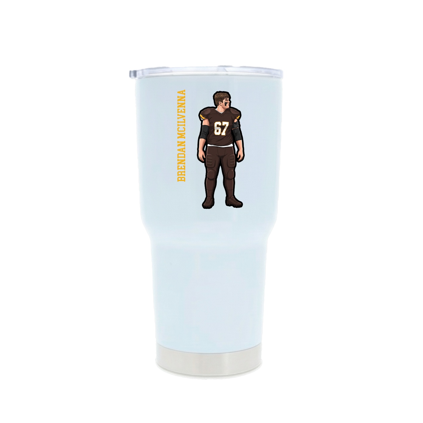 30oz Stainless Steel Tumbler — Name Vertical in White