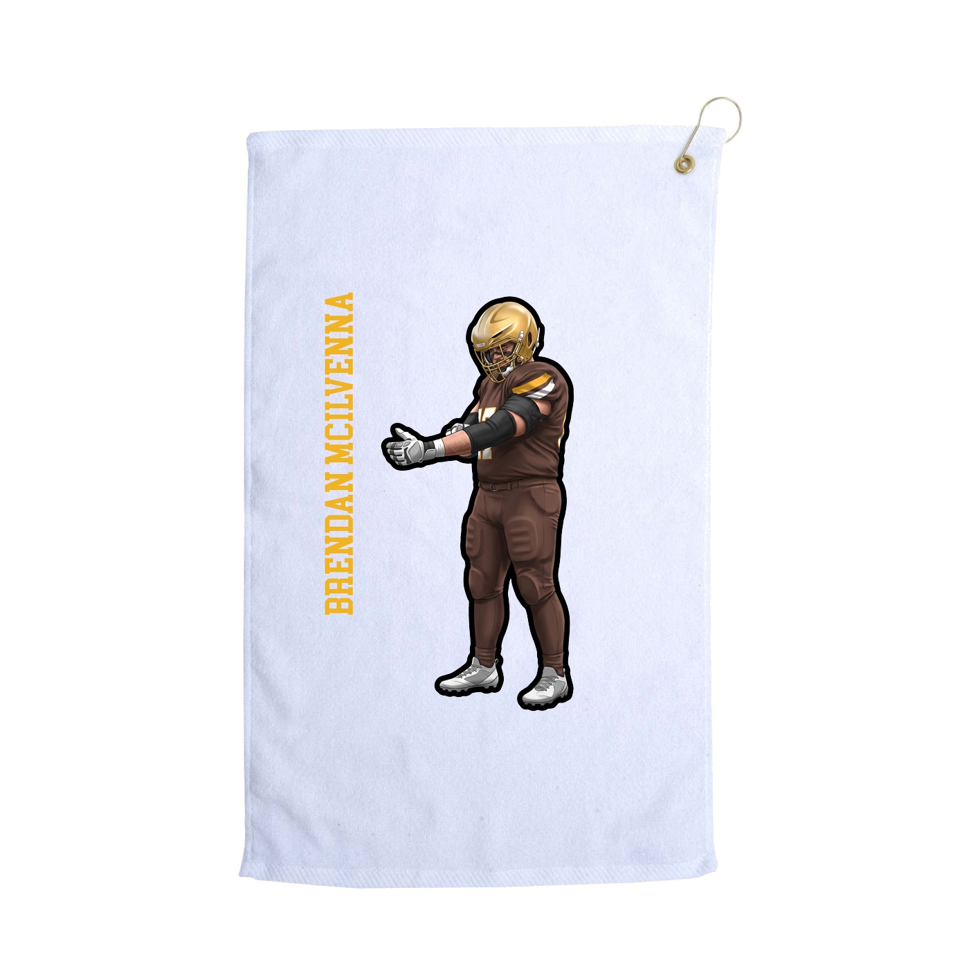 Golf Towel — Name Vertical in White