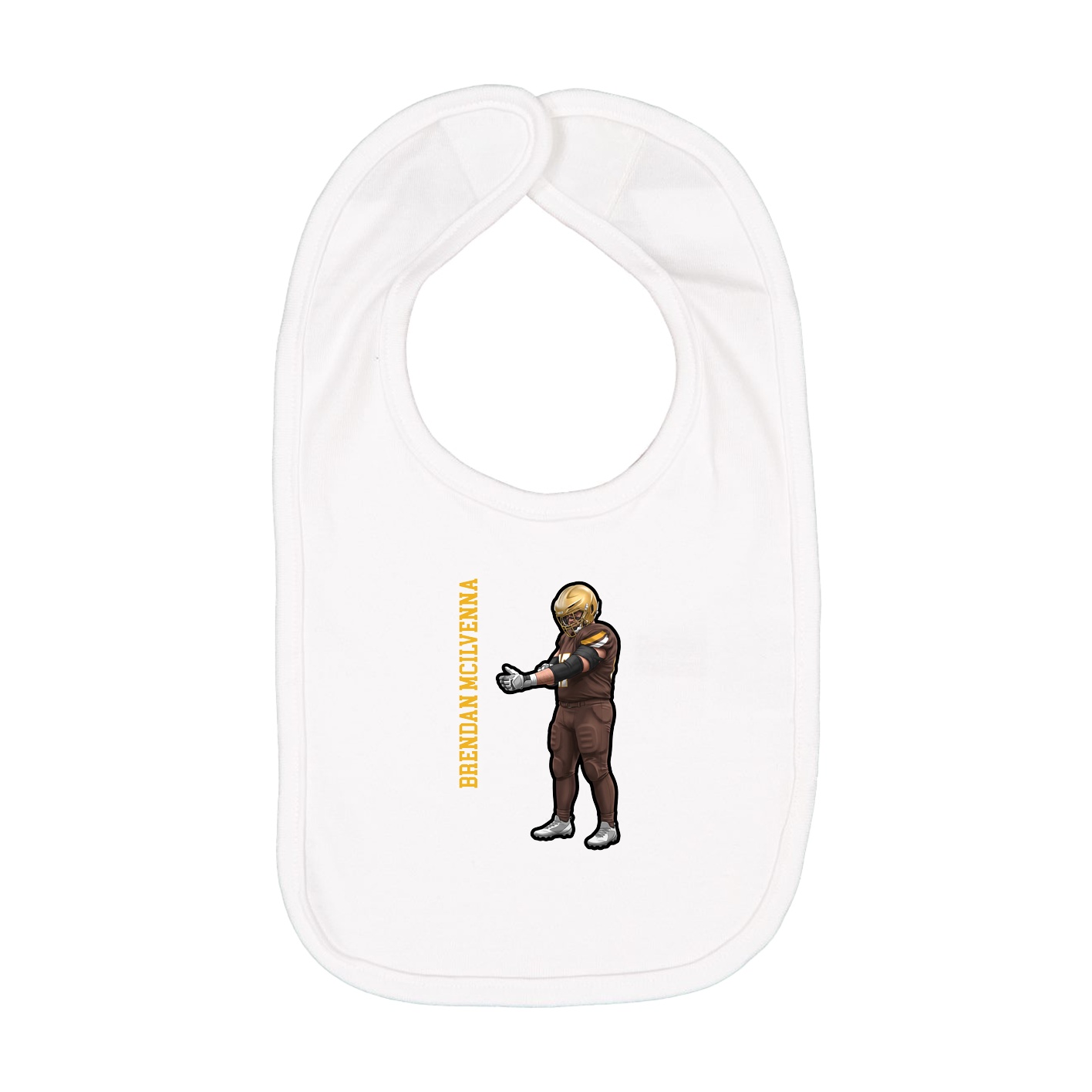 Infant Bib — Name Vertical in White